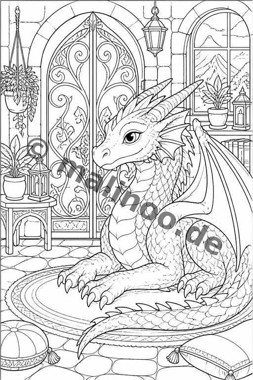 Drachen Malbuch 100 Ausmalbilder gedruckt+lose – Vorschaubild 6