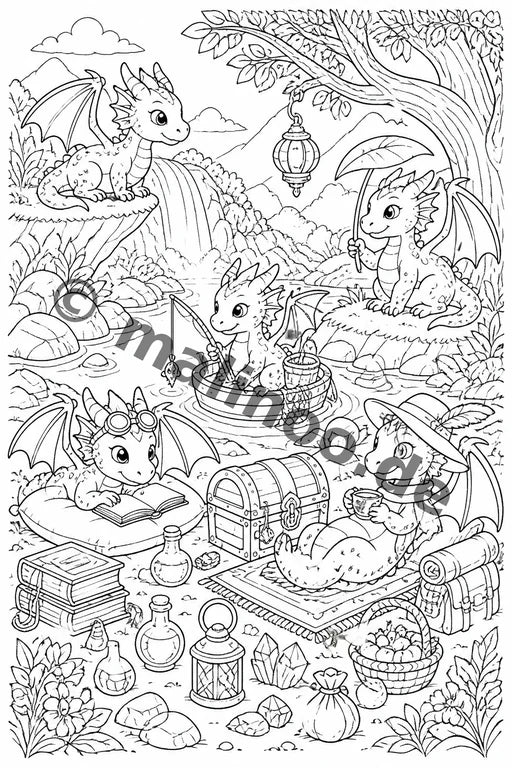 Drachen Malbuch 20 Ausmalbilder PDF Download – Vorschaubild 2
