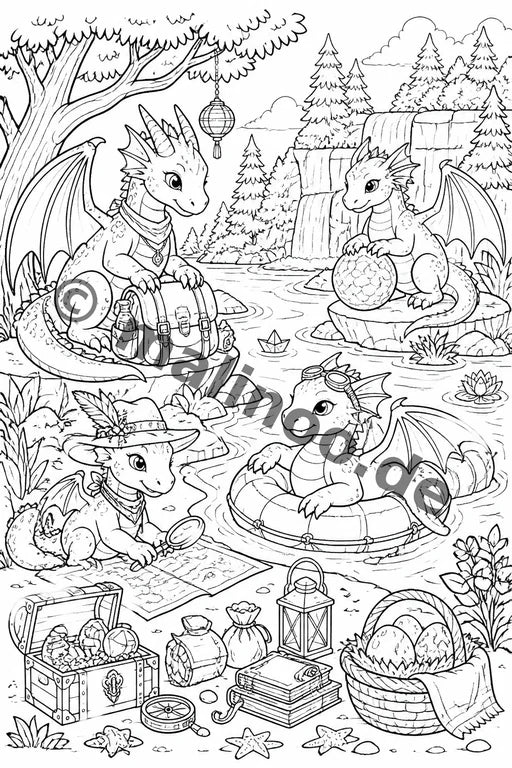 Drachen Malbuch 20 Ausmalbilder PDF Download – Vorschaubild 2