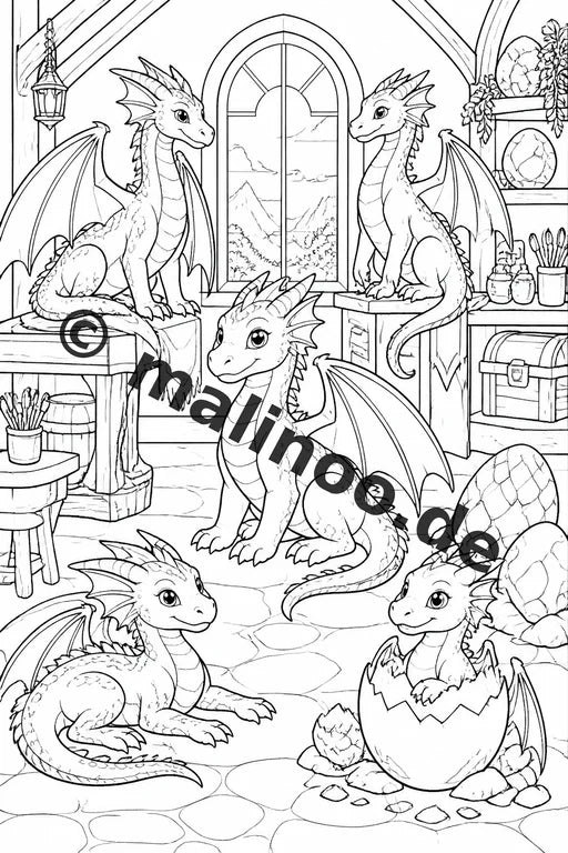 Drachen Malbuch 20 Ausmalbilder PDF Download digital – Vorschaubild 4