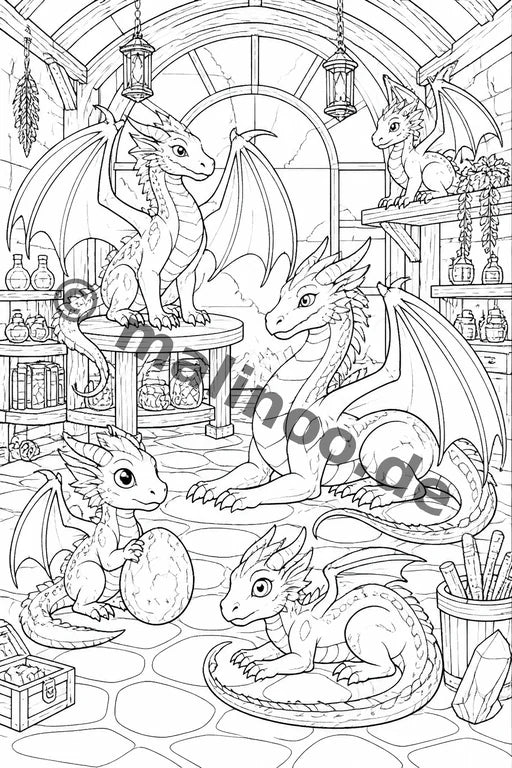 Drachen Malbuch 20 Ausmalbilder PDF Download – Vorschaubild 4