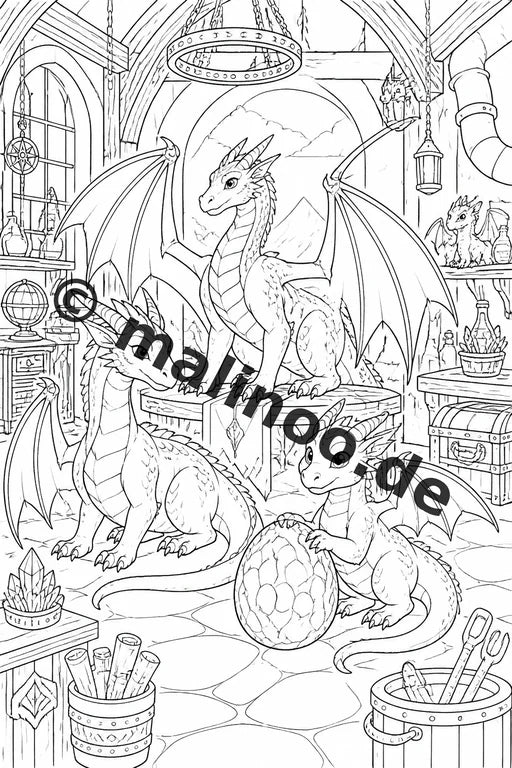 Drachen Malbuch 20 Ausmalbilder PDF Download digital – Vorschaubild 4