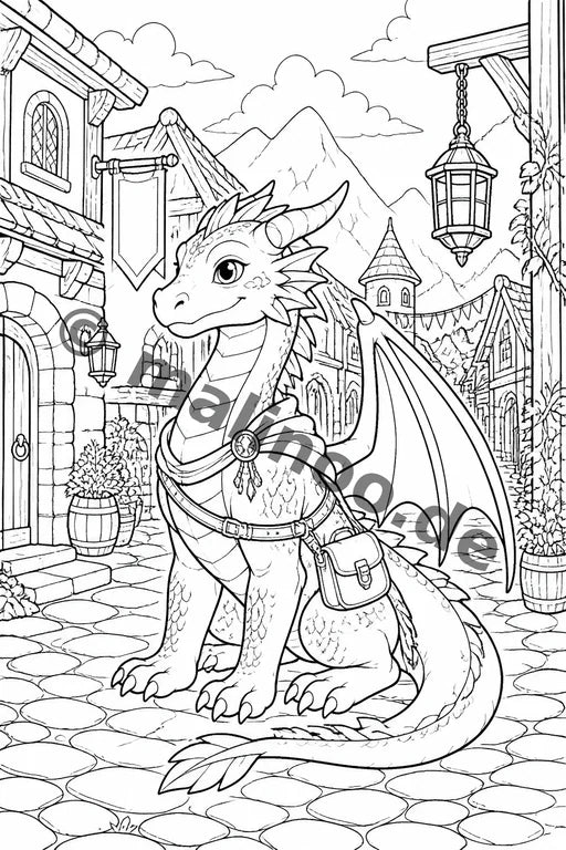 Drachen Malbuch 20 Ausmalbilder PDF Download – Vorschaubild 5