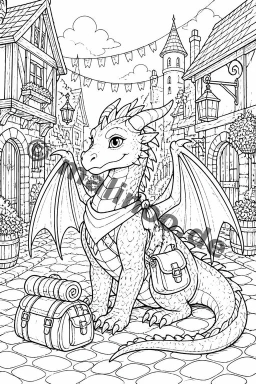 Drachen Malbuch 20 Ausmalbilder PDF Download – Vorschaubild 5