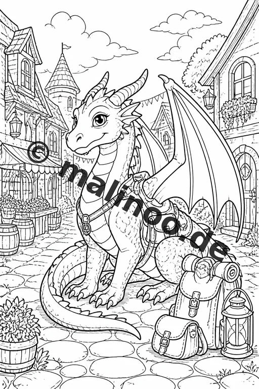 Drachen Malbuch 20 Ausmalbilder PDF Download digital – Vorschaubild 5