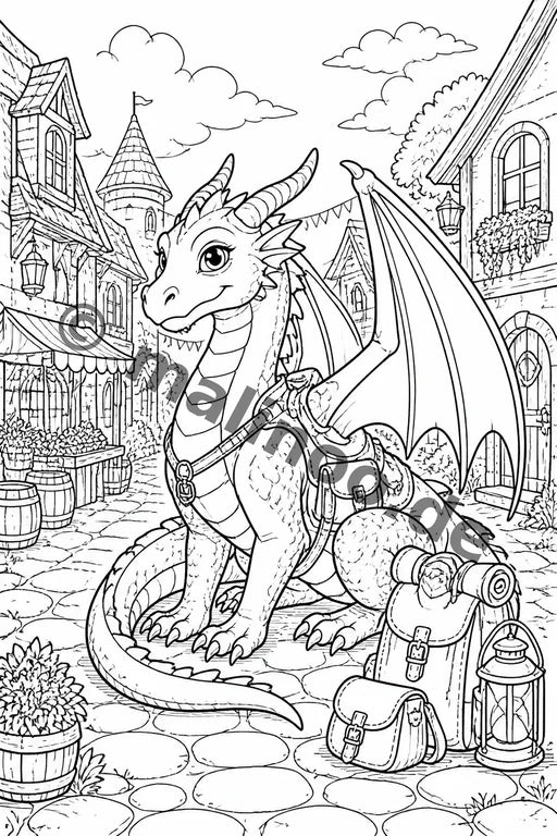 Drachen Malbuch 20 Ausmalbilder PDF Download – Vorschaubild 5