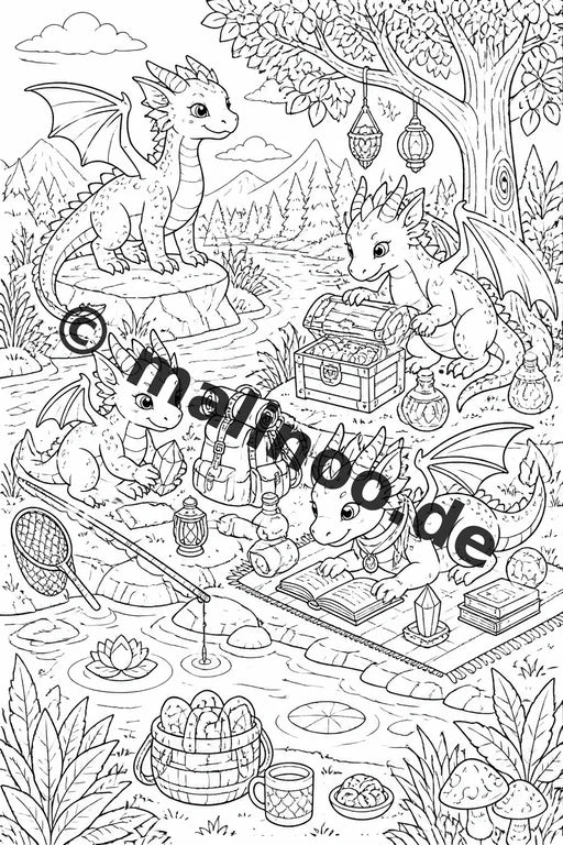Drachen Malbuch 20 Ausmalbilder gedruckt und gebunden – Vorschaubild 2