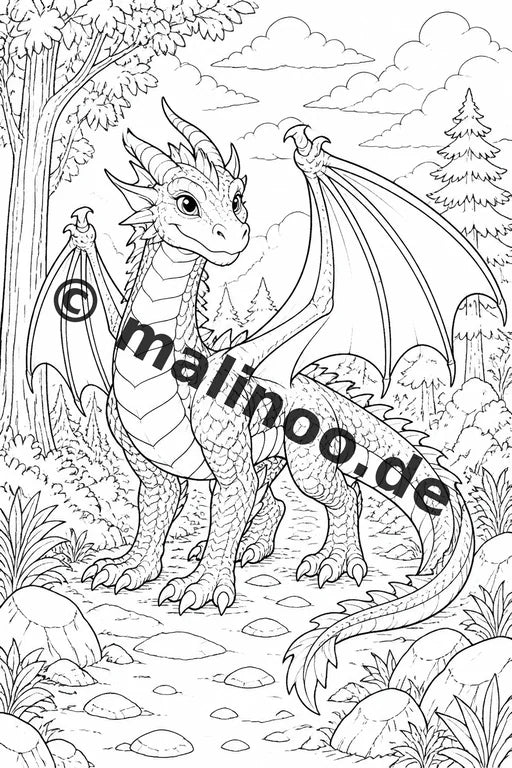 Drachen Malbuch 20 Ausmalbilder gedruckt und gebunden – Vorschaubild 3