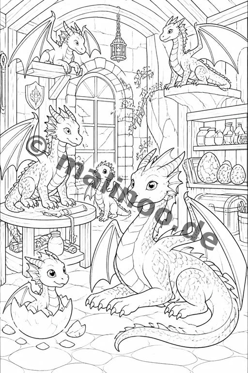 Drachen Malbuch 20 Ausmalbilder gedruckt+gebunden – Vorschaubild 4