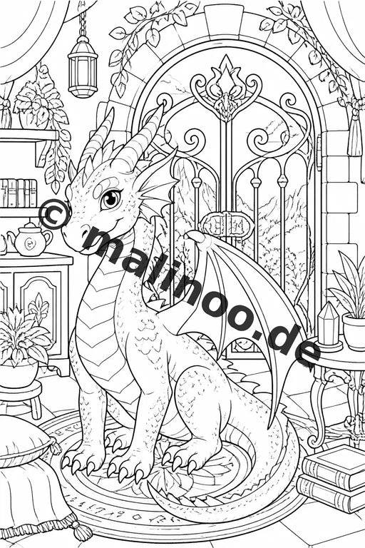 Drachen Malbuch 20 Ausmalbilder gedruckt und gebunden – Vorschaubild 6