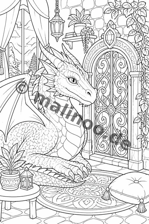 Drachen Malbuch 20 Ausmalbilder gedruckt+gebunden – Vorschaubild 6