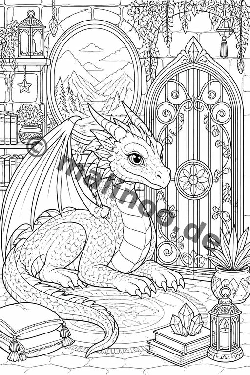 Drachen Malbuch 20 Ausmalbilder gedruckt+gebunden – Vorschaubild 6