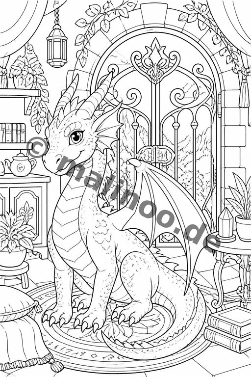 Drachen Malbuch 20 Ausmalbilder gedruckt+gebunden – Vorschaubild 6