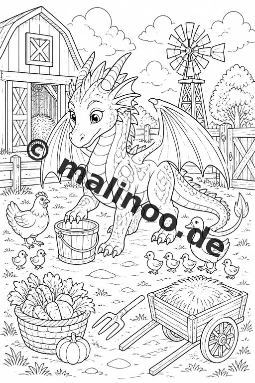 Drachen Malbuch 20 Ausmalbilder gedruckt und gebunden – Vorschaubild 7
