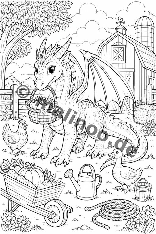 Drachen Malbuch 20 Ausmalbilder gedruckt+gebunden – Vorschaubild 7