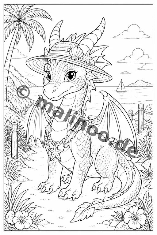 Drachen Malbuch 20 Ausmalbilder gedruckt+gebunden – Vorschaubild 8