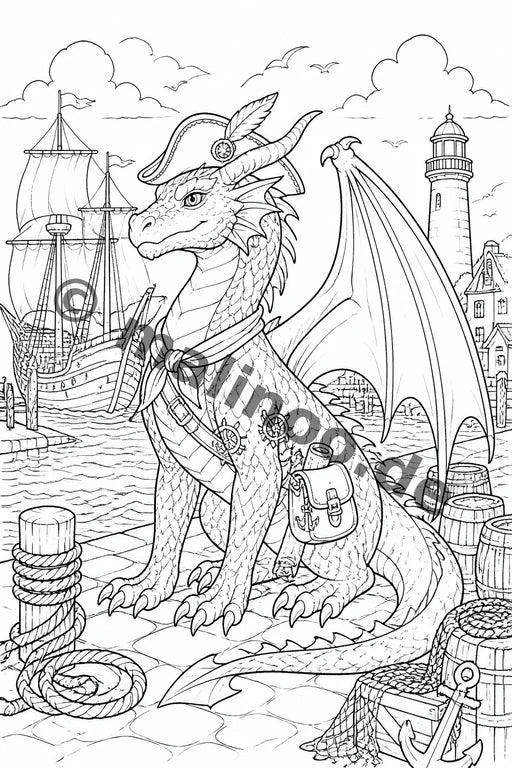Drachen Malbuch 20 Ausmalbilder gedruckt+lose – Vorschaubild 10