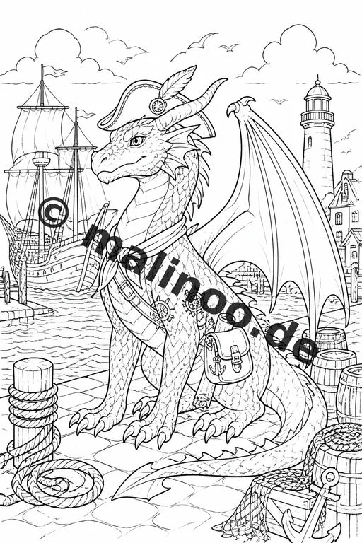 Drachen Malbuch 20 Ausmalbilder gedruckt, ungebunden – Vorschaubild 10