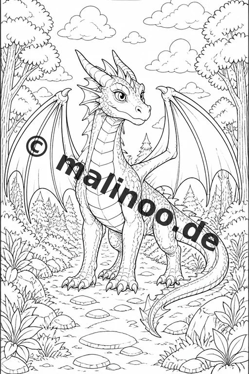 Drachen Malbuch 20 Ausmalbilder gedruckt, ungebunden – Vorschaubild 3