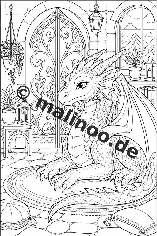 Drachen Malbuch 20 Ausmalbilder gedruckt, ungebunden – Vorschaubild 6