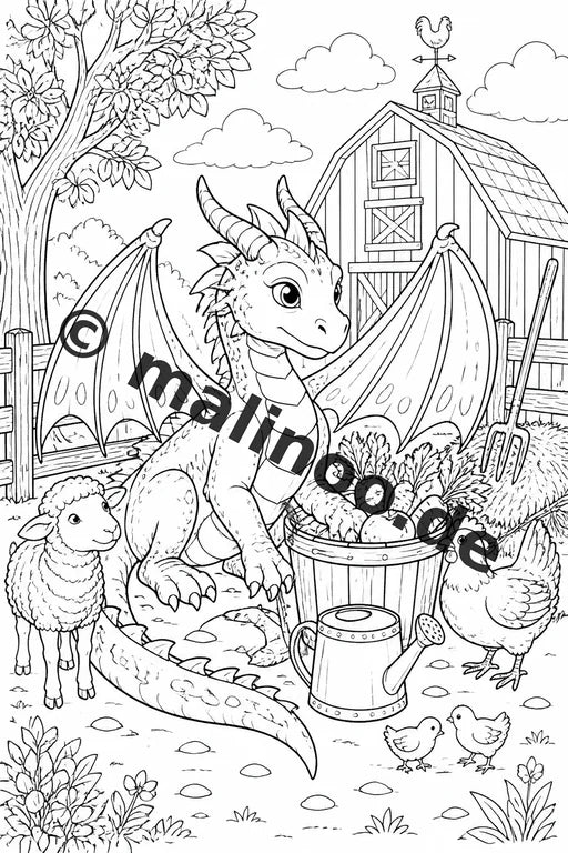Drachen Malbuch 20 Ausmalbilder gedruckt, ungebunden – Vorschaubild 7
