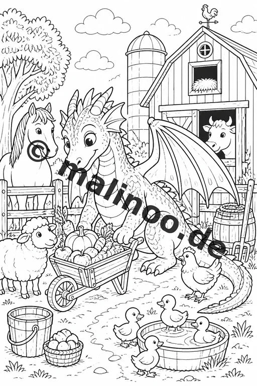 Drachen Malbuch 20 Ausmalbilder gedruckt, ungebunden – Vorschaubild 7