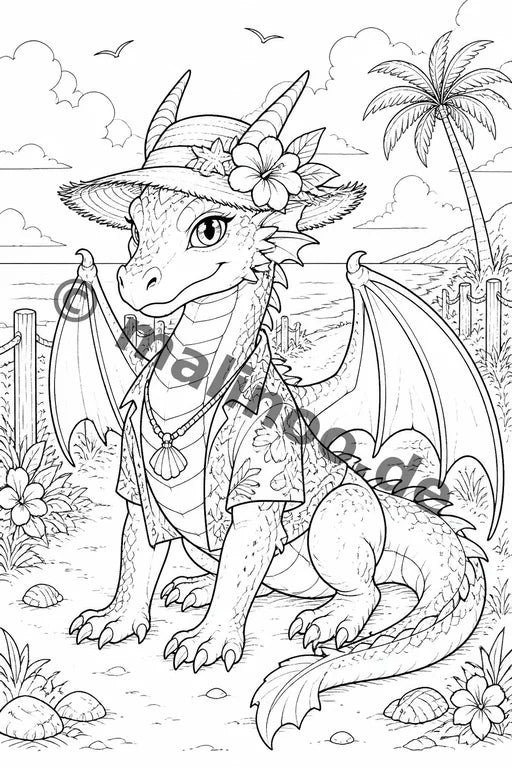 Drachen Malbuch 20 Ausmalbilder gedruckt+lose – Vorschaubild 8