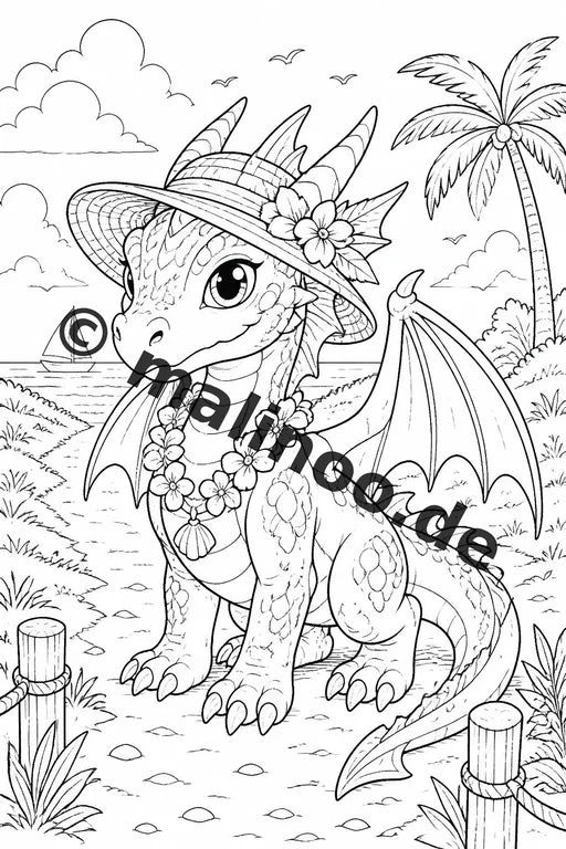 Drachen Malbuch 20 Ausmalbilder gedruckt, ungebunden – Vorschaubild 8