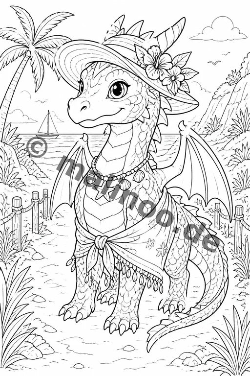 Drachen Malbuch 20 Ausmalbilder gedruckt+lose – Vorschaubild 8