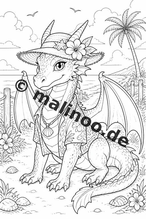 Drachen Malbuch 20 Ausmalbilder gedruckt, ungebunden – Vorschaubild 8
