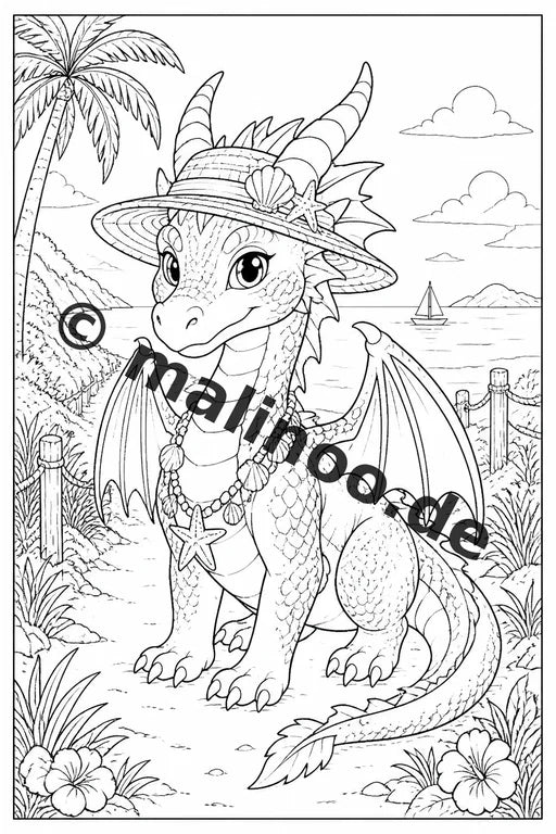 Drachen Malbuch 20 Ausmalbilder gedruckt, ungebunden – Vorschaubild 8