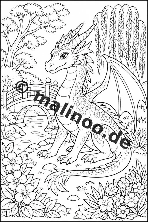 Drachen Malbuch 20 Ausmalbilder gedruckt, ungebunden – Vorschaubild 9