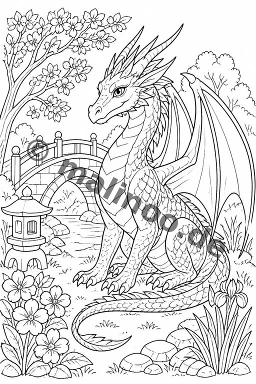 Drachen Malbuch 20 Ausmalbilder gedruckt+lose – Vorschaubild 9