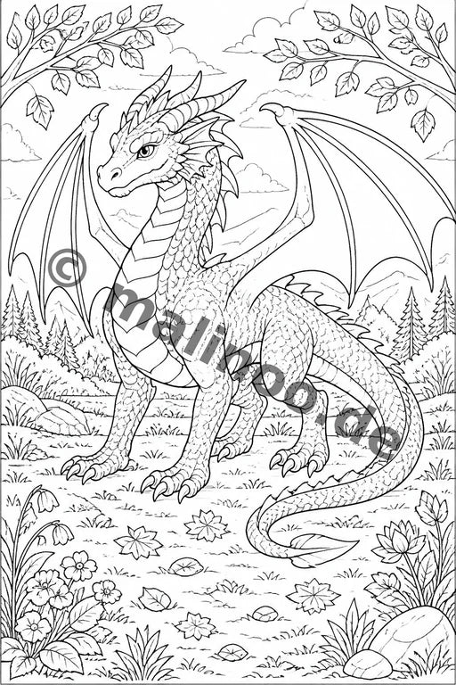Drachen Malbuch 50 Ausmalbilder PDF Download – Vorschaubild 1