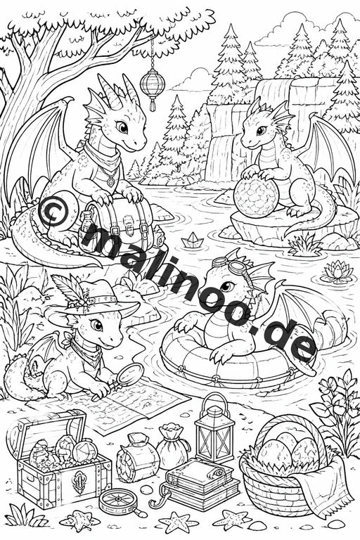 Drachen Malbuch 50 Ausmalbilder PDF Download digital – Vorschaubild 2