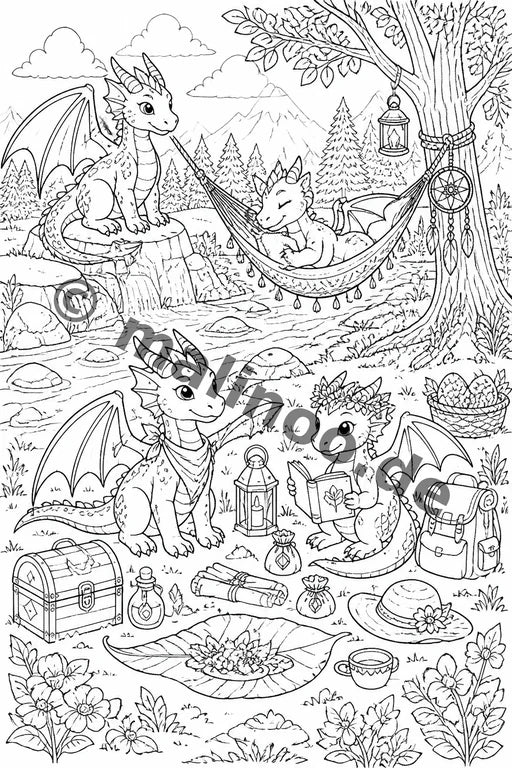 Drachen Malbuch 50 Ausmalbilder PDF Download – Vorschaubild 2