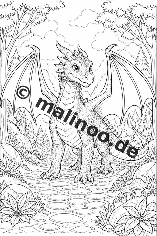 Drachen Malbuch 50 Ausmalbilder PDF Download digital – Vorschaubild 3
