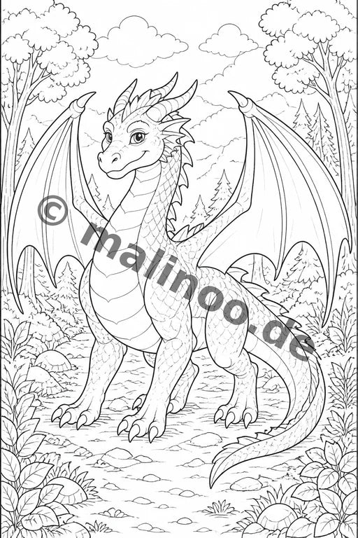 Drachen Malbuch 50 Ausmalbilder PDF Download – Vorschaubild 3