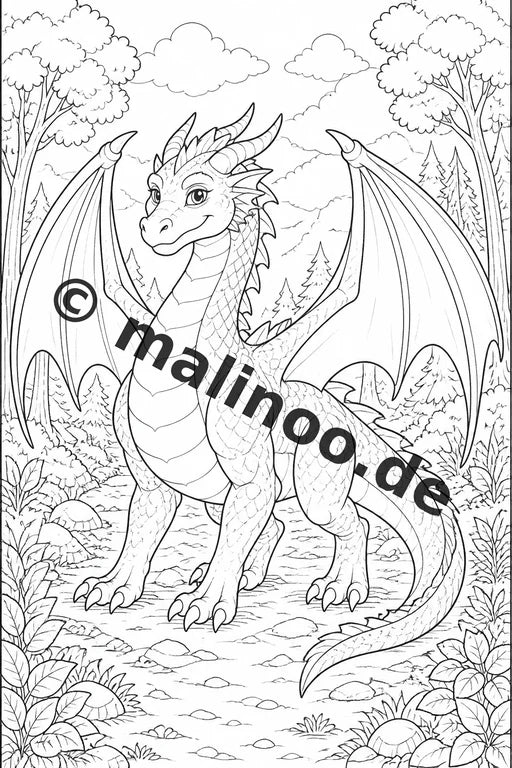 Drachen Malbuch 50 Ausmalbilder PDF Download digital – Vorschaubild 3
