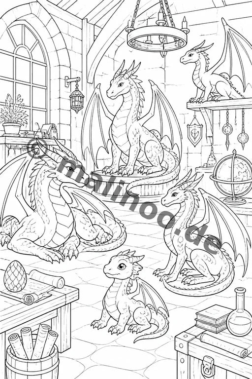 Drachen Malbuch 50 Ausmalbilder PDF Download – Vorschaubild 4