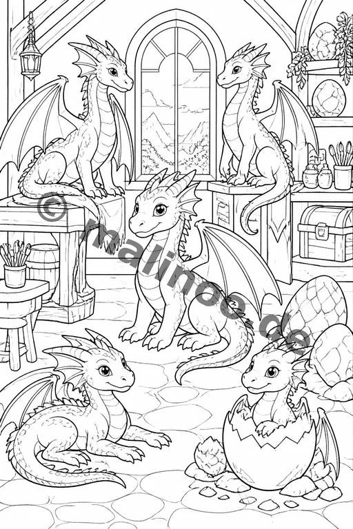 Drachen Malbuch 50 Ausmalbilder PDF Download – Vorschaubild 4