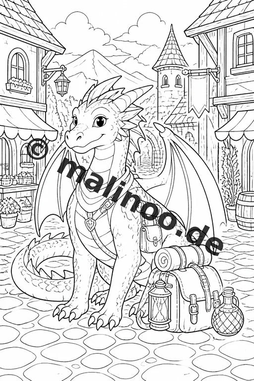 Drachen Malbuch 50 Ausmalbilder PDF Download digital – Vorschaubild 5