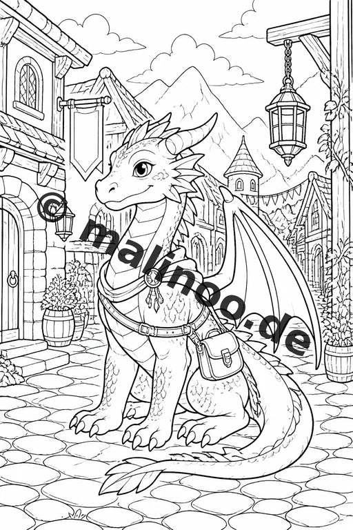 Drachen Malbuch 50 Ausmalbilder PDF Download digital – Vorschaubild 5