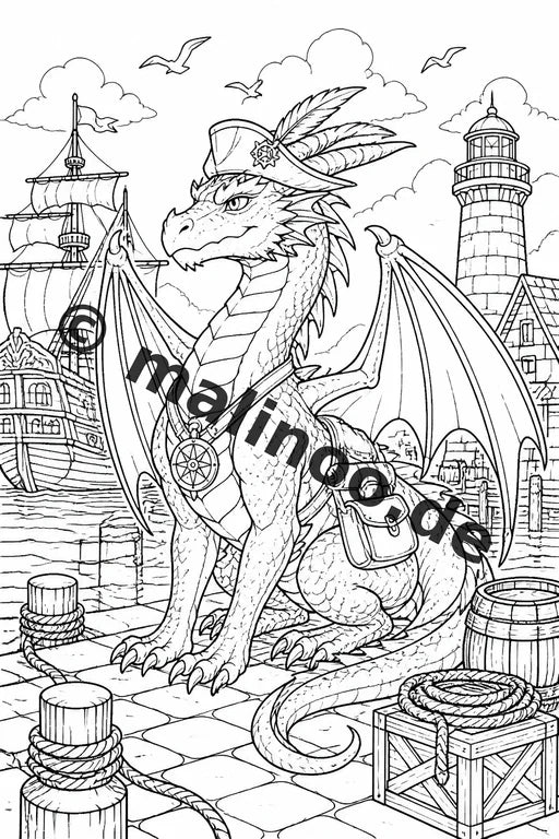 Drachen Malbuch 50 Ausmalbilder gedruckt und gebunden – Vorschaubild 10