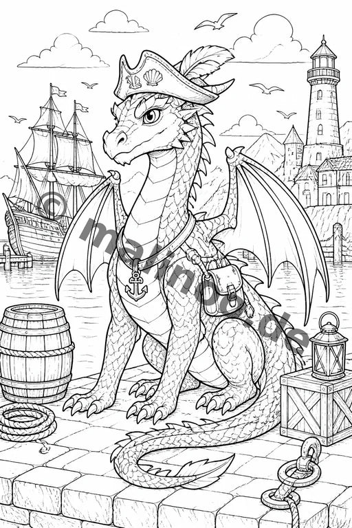 Drachen Malbuch 50 Ausmalbilder gedruckt+gebunden – Vorschaubild 10