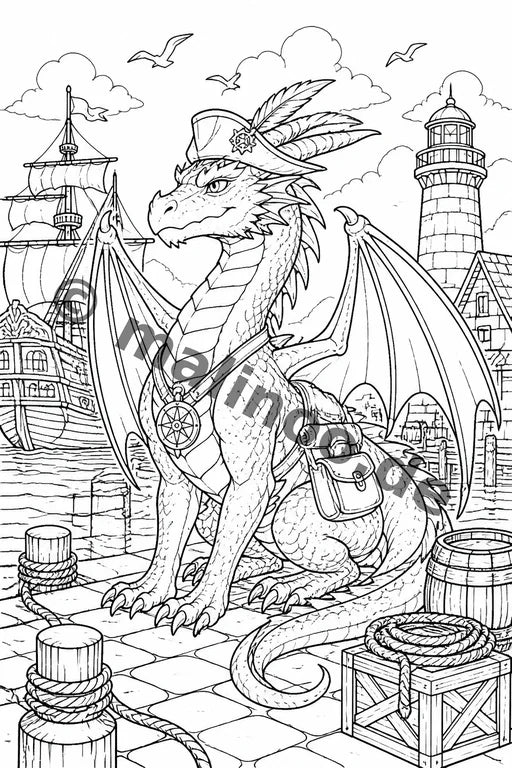 Drachen Malbuch 50 Ausmalbilder gedruckt+gebunden – Vorschaubild 10