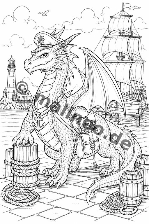 Drachen Malbuch 50 Ausmalbilder gedruckt+gebunden – Vorschaubild 10