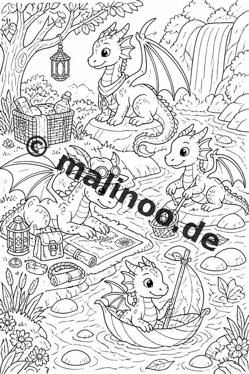 Drachen Malbuch 50 Ausmalbilder gedruckt und gebunden – Vorschaubild 2