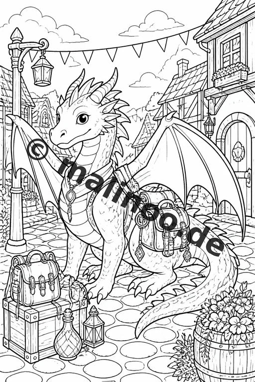 Drachen Malbuch 50 Ausmalbilder gedruckt und gebunden – Vorschaubild 5