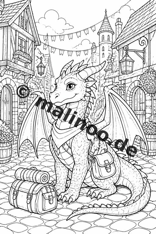Drachen Malbuch 50 Ausmalbilder gedruckt und gebunden – Vorschaubild 5